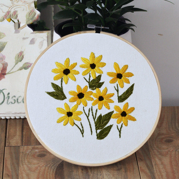 HKM-830355 Sunflower Bunch Cross Stitch Embroidery Kit with Cotton and Linen Cloth