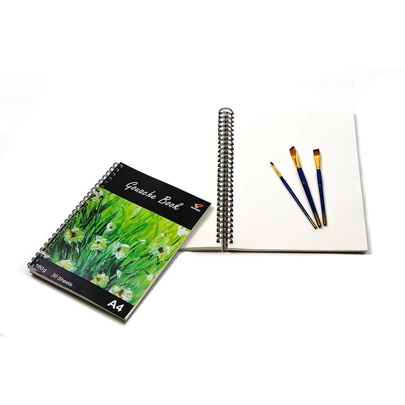 HKM-830483 Custom Hardcover Spiral Sketchbook - A3, A4, A5, 60 Sheets, 160gsm Thick Paper, Kraft Cover