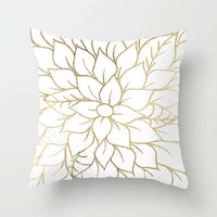 HKM-830483 Modern Golden Pattern Peach Skin Pillowcase - 45x45cm Polyester Cushion Cover