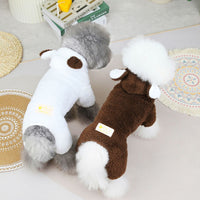 HKM-8307389 Fluffy Polar Fleece Jacket for Dogs in White and Dark Brown, Warm and Cartoon Style