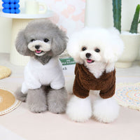 HKM-8307389 Fluffy Polar Fleece Jacket for Dogs in White and Dark Brown, Warm and Cartoon Style