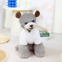 HKM-8307389 Fluffy Polar Fleece Jacket for Dogs in White and Dark Brown, Warm and Cartoon Style