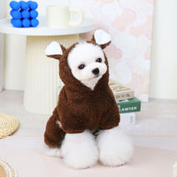 HKM-8307389 Fluffy Polar Fleece Jacket for Dogs in White and Dark Brown, Warm and Cartoon Style