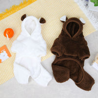 HKM-8307389 Fluffy Polar Fleece Jacket for Dogs in White and Dark Brown, Warm and Cartoon Style