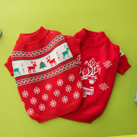 HKM-8310589 Elk and Christmas Tree Knitted Wool Dog Sweater in Multiple Sizes
