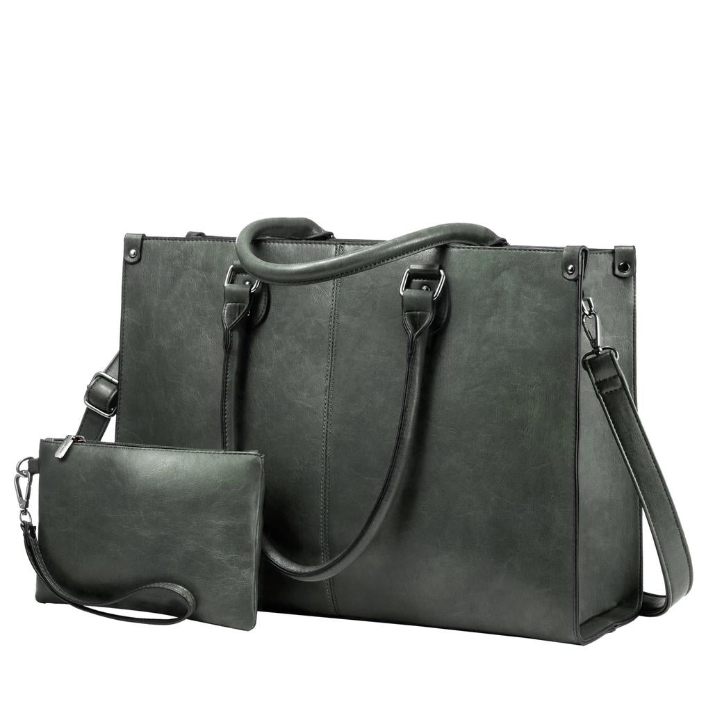 HKM-831059 Luxury Classic PU Leather Business Tote Bag for Women - Stylish Laptop Carrier
