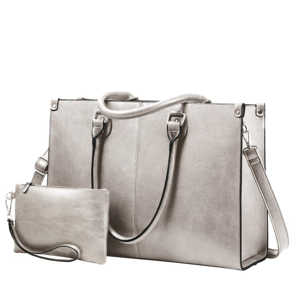 HKM-831059 Luxury Classic PU Leather Business Tote Bag for Women - Stylish Laptop Carrier