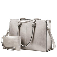 HKM-831059 Luxury Classic PU Leather Business Tote Bag for Women - Stylish Laptop Carrier