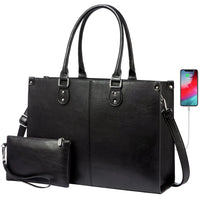 HKM-831059 Luxury Classic PU Leather Business Tote Bag for Women - Stylish Laptop Carrier