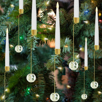 HKM-831123 LED Christmas Candle and Ornaments Set for Holiday Indoor Decorations, Includes Crystal Balls, Snowflakes, and Icicles