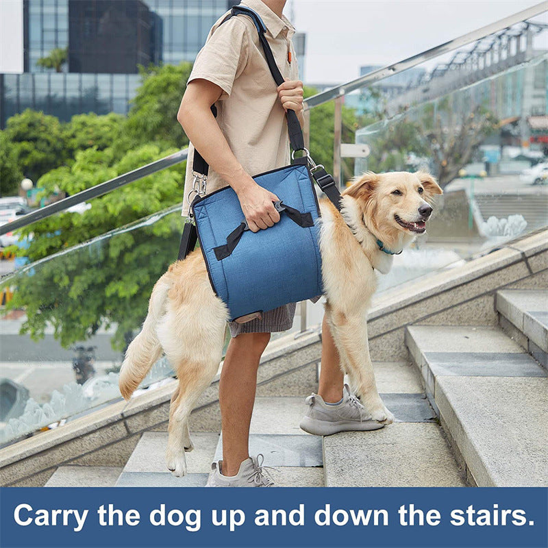 HKM-8311869 Support Sling for Older and Disabled Dogs - Nylon Pet Carrying Aid in Black and Sapphire Blue