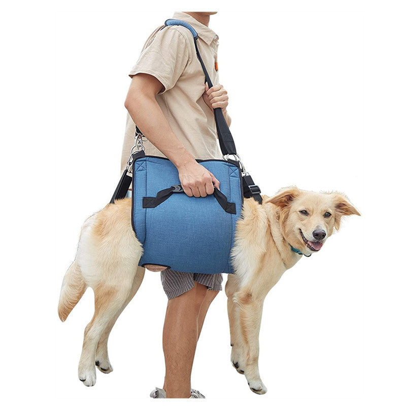HKM-8311869 Support Sling for Older and Disabled Dogs - Nylon Pet Carrying Aid in Black and Sapphire Blue