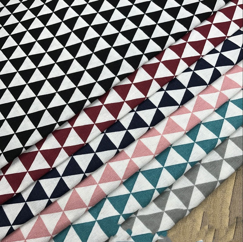 HKM-831187 Cotton and Linen Blend Triangle Print Fabric for Home Decor and Upholstery