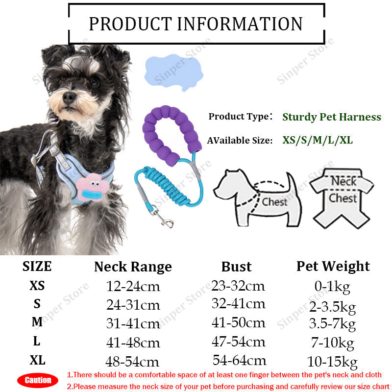 HKM-8312381 Adjustable No-Pull Dog Harness with Multifunction Leash - Escape Proof Vest for Medium Dogs