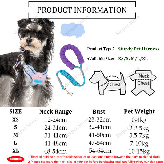 HKM-8312381 Adjustable No-Pull Dog Harness with Multifunction Leash - Escape Proof Vest for Medium Dogs