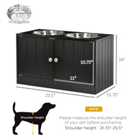 HKM-8312765 Large Elevated Dog Bowl Stand with Storage Cabinet and Two Stainless Steel Bowls