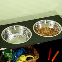 HKM-8312765 Large Elevated Dog Bowl Stand with Storage Cabinet and Two Stainless Steel Bowls