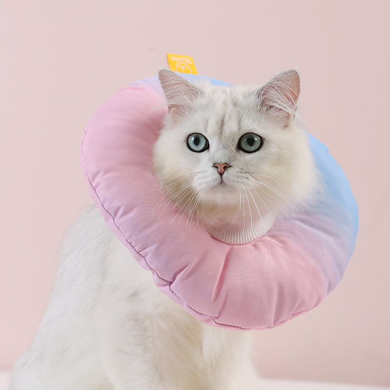 HKM-8313149 Rainbow Gradient Soft Waterproof Pet Sterilization Ring for Cats and Small Dogs