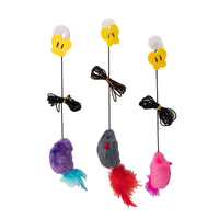 HKM-8313405 Hanging Cat Teaser Toy with Built-In Sound and Butterfly Elastic String in Gray, Pink, and Purple