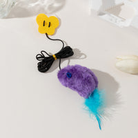 HKM-8313405 Hanging Cat Teaser Toy with Built-In Sound and Butterfly Elastic String in Gray, Pink, and Purple