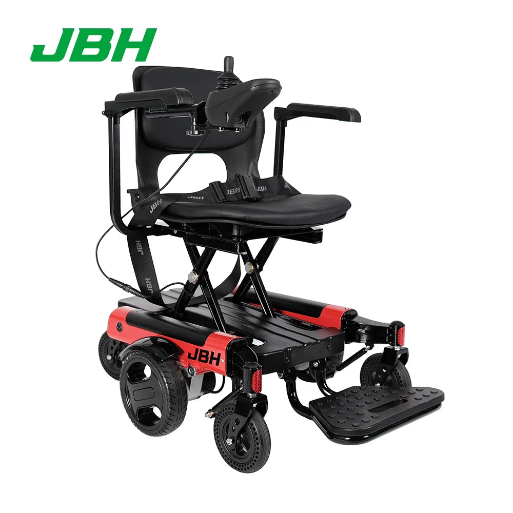 HKM-831379 Adjustable 6-Wheel Power Wheelchair with Aluminum Alloy Frame, Foldable Design, 20 km Range, Red