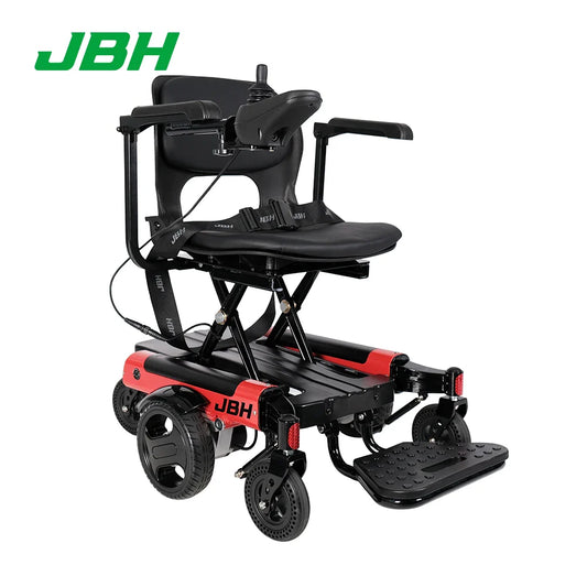 HKM-831379 Adjustable 6-Wheel Power Wheelchair with Aluminum Alloy Frame, Foldable Design, 20 km Range, Red