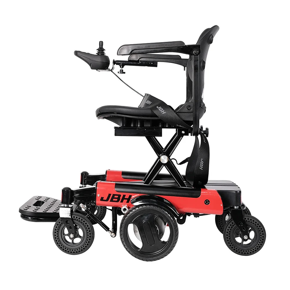 HKM-831379 Adjustable 6-Wheel Power Wheelchair with Aluminum Alloy Frame, Foldable Design, 20 km Range, Red