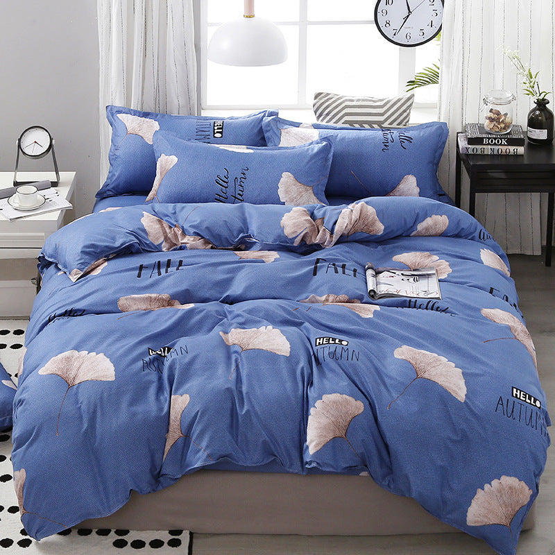 HKM-831507 Three-Piece Quilted Bedding Set with Floral Design for 1.5m Bed - Polyester Fabric, White