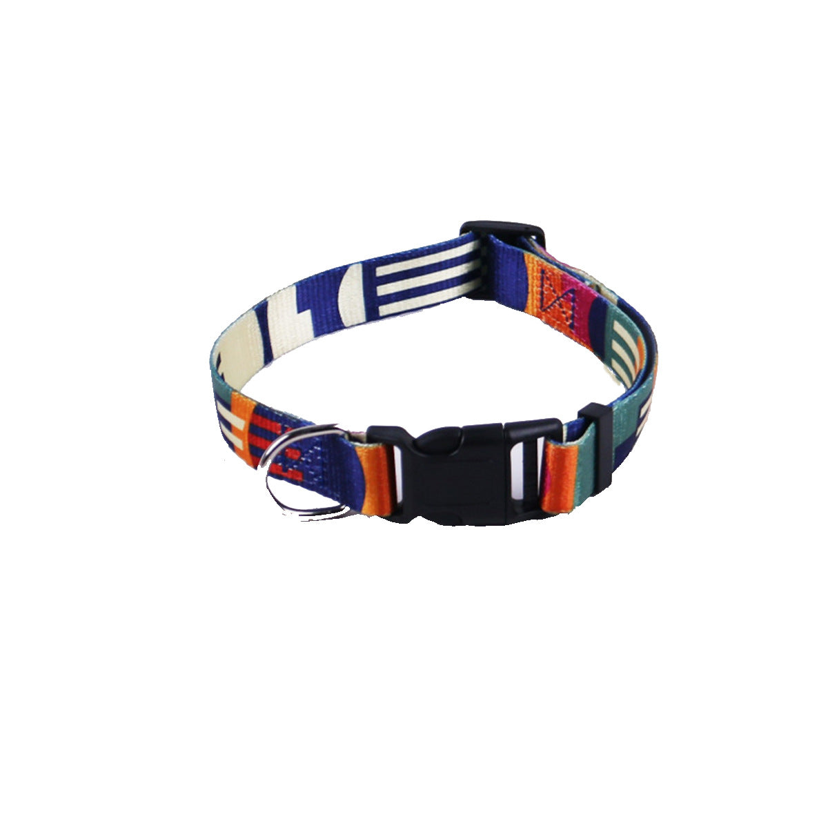 HKM-8315197 Three-Piece Set: Pink/White, Blue/Red, Green/White, Purple/Yellow Dog Leash, Collar, and Harness