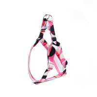 HKM-8315197 Three-Piece Set: Pink/White, Blue/Red, Green/White, Purple/Yellow Dog Leash, Collar, and Harness
