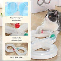 HKM-8315837 Interactive Cat Turntable Track with Teasing Ball for Boredom Relief - Perfect for Kittens and Cats