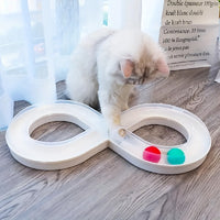 HKM-8315837 Interactive Cat Turntable Track with Teasing Ball for Boredom Relief - Perfect for Kittens and Cats