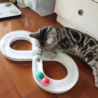 HKM-8315837 Interactive Cat Turntable Track with Teasing Ball for Boredom Relief - Perfect for Kittens and Cats