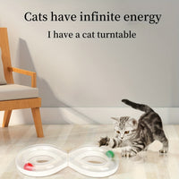 HKM-8315837 Interactive Cat Turntable Track with Teasing Ball for Boredom Relief - Perfect for Kittens and Cats