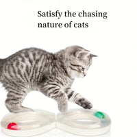 HKM-8315837 Interactive Cat Turntable Track with Teasing Ball for Boredom Relief - Perfect for Kittens and Cats