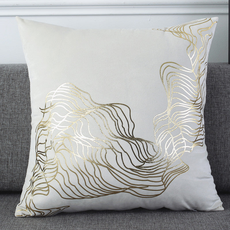 HKM-831635 Holland Velvet Bronzing Striped Throw Pillow Cover - European Style Cushion Cover 45x45CM