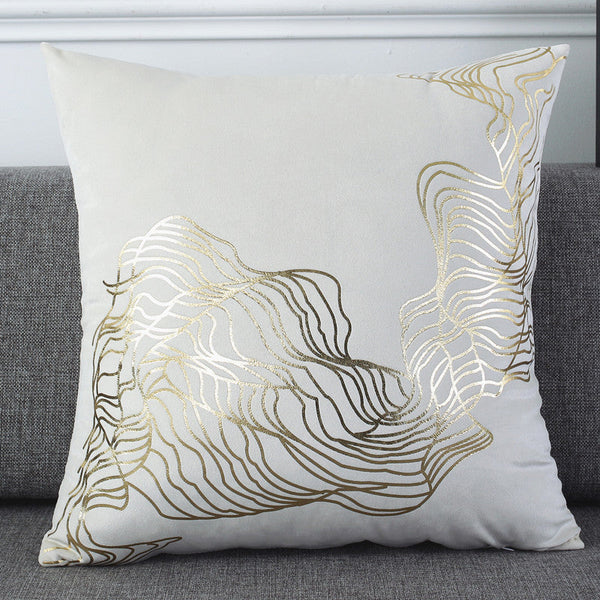 HKM-831635 Holland Velvet Bronzing Striped Throw Pillow Cover - European Style Cushion Cover 45x45CM