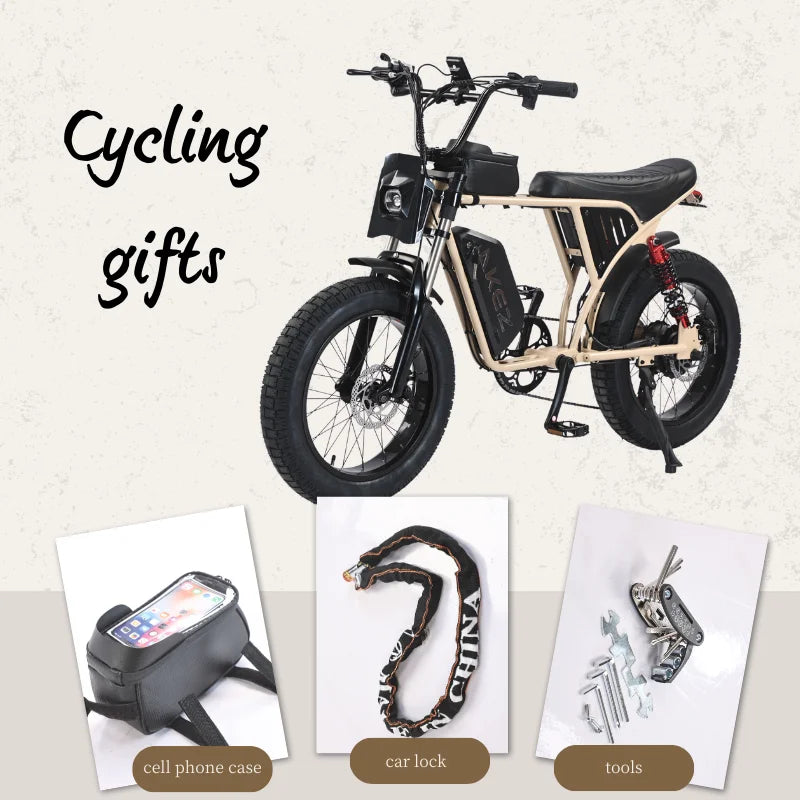 HKM-831827 Electric Fat Tire Bike with Dual Suspension and 750W Motor, 18.2Ah Battery, 20 Inch Wheels