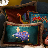 HKM-831827 Plush Lumbar Pillow Cover for Sofa and Bed - Various Designs Available