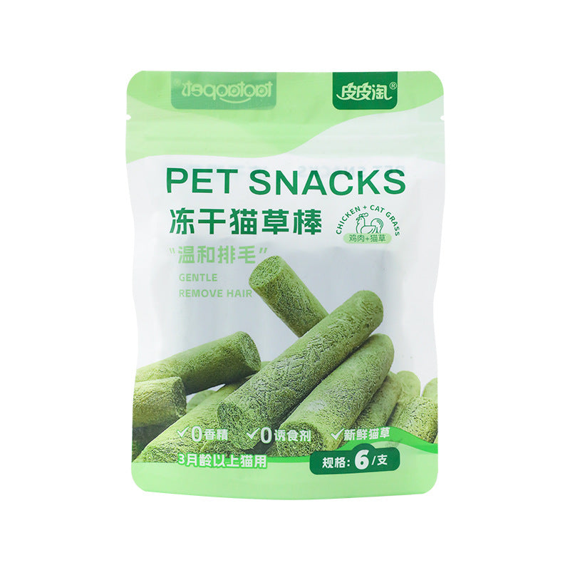 HKM-8318397 Freeze-Dried Cat Grass Stick for Dental Care and Nutrition - 6-Pack Snacks