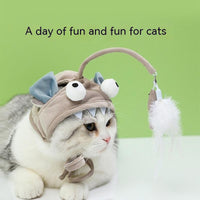 HKM-8319165 Cat Hat for Kittens - Soft, Funny Costume with Adjustable Neck Size 24-30cm, Available in Pink and Gray
