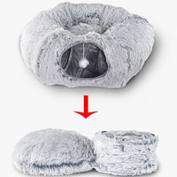 HKM-8319805 Cozy Round Plush Cat Nest Tunnel - Warm, Foldable Pet Kennel for Winter