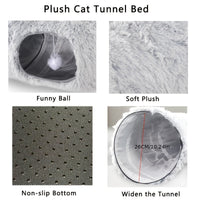 HKM-8319805 Cozy Round Plush Cat Nest Tunnel - Warm, Foldable Pet Kennel for Winter