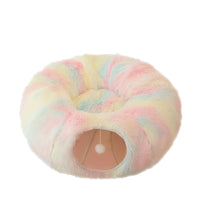 HKM-8319805 Cozy Round Plush Cat Nest Tunnel - Warm, Foldable Pet Kennel for Winter