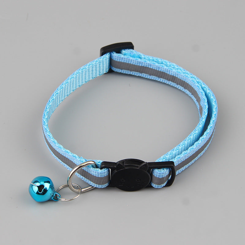 HKM-8320317 Reflective Cat Head Safety Buckle Collar in Monochrome Colors - Universal Fit for All Seasons