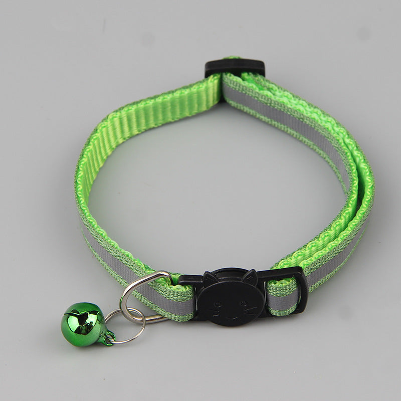 HKM-8320317 Reflective Cat Head Safety Buckle Collar in Monochrome Colors - Universal Fit for All Seasons
