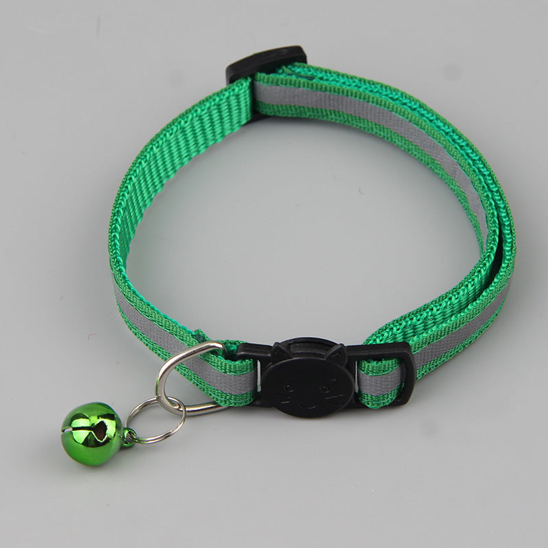 HKM-8320317 Reflective Cat Head Safety Buckle Collar in Monochrome Colors - Universal Fit for All Seasons