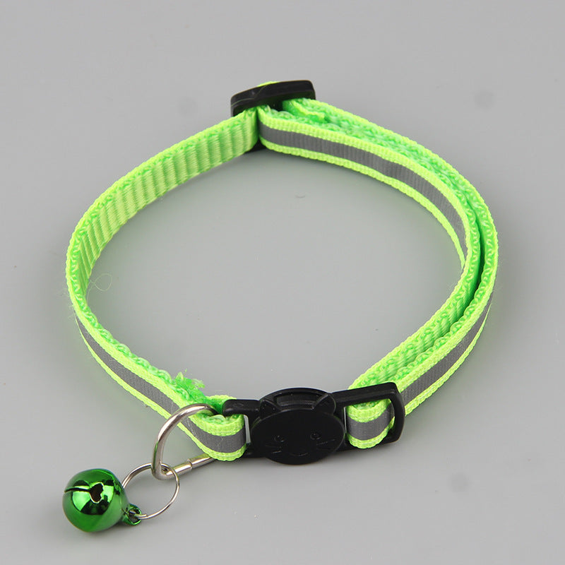 HKM-8320317 Reflective Cat Head Safety Buckle Collar in Monochrome Colors - Universal Fit for All Seasons