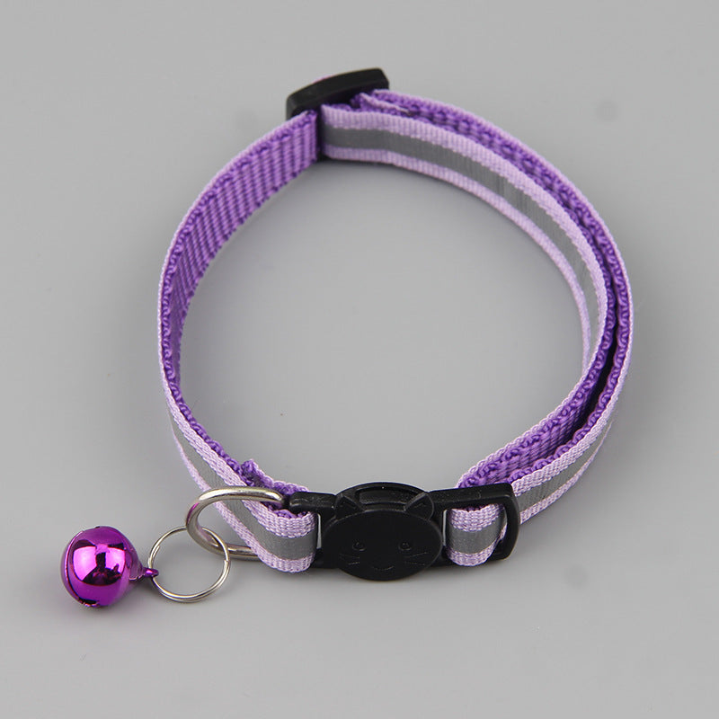 HKM-8320317 Reflective Cat Head Safety Buckle Collar in Monochrome Colors - Universal Fit for All Seasons