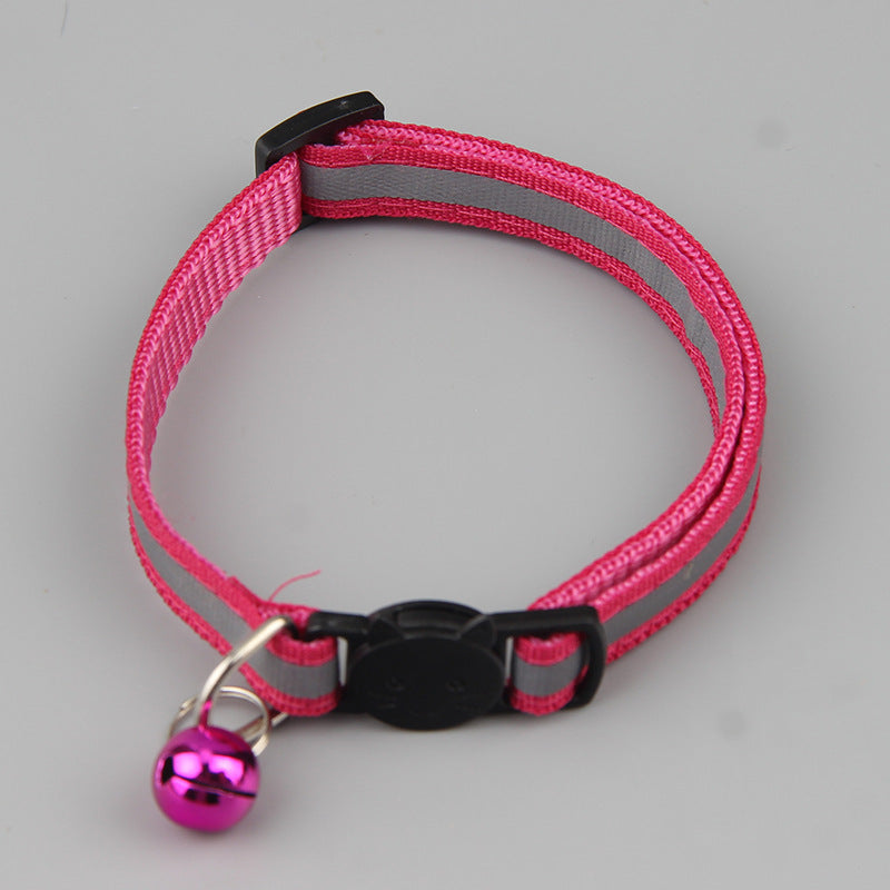 HKM-8320317 Reflective Cat Head Safety Buckle Collar in Monochrome Colors - Universal Fit for All Seasons